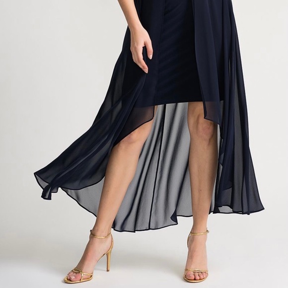 Elegant Joseph Ribkoff navy blue dress. - Picture 2 of 6